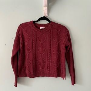 Maroon Cable-Knit Sweater
